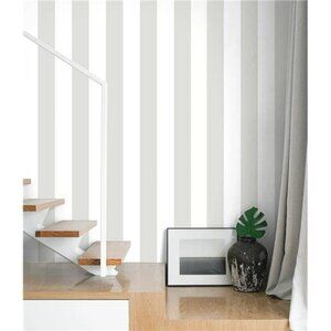 Guvana Grey White Peel and Stick Wallpaper Striped Removable Wall Covering